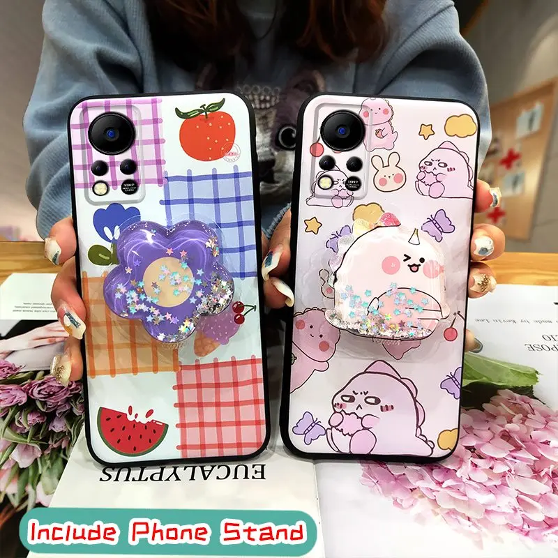 anti knock cute phone case for infinix hot 11s nfcx6812b durable tpu anti dust foothold for girls free global shipping
