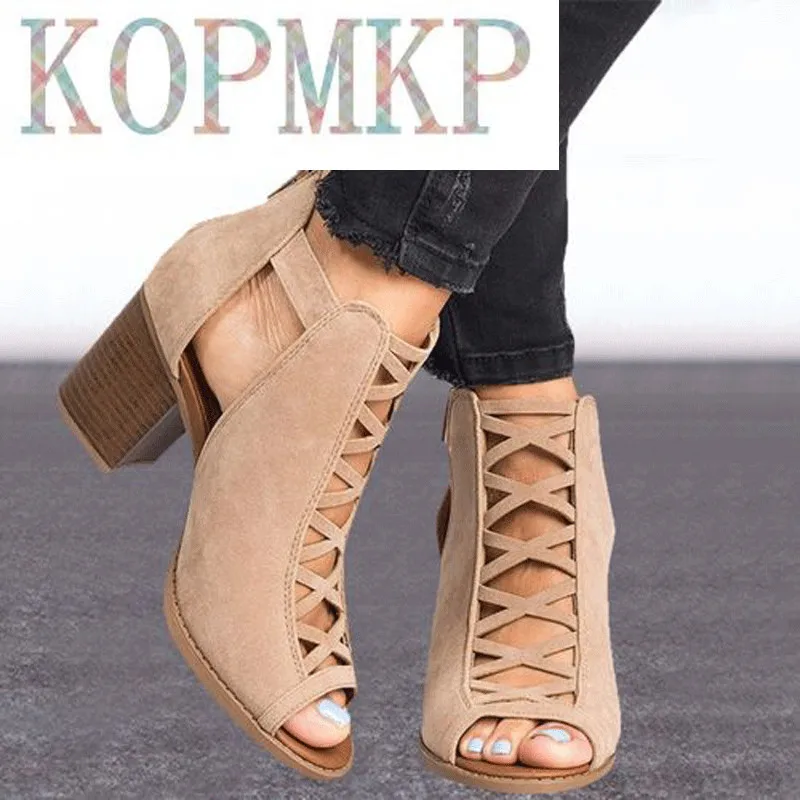 

Женские открытые сандалии на высоком каблуке, летние туфли-лодочки с открытым носком, женские римские сандалии