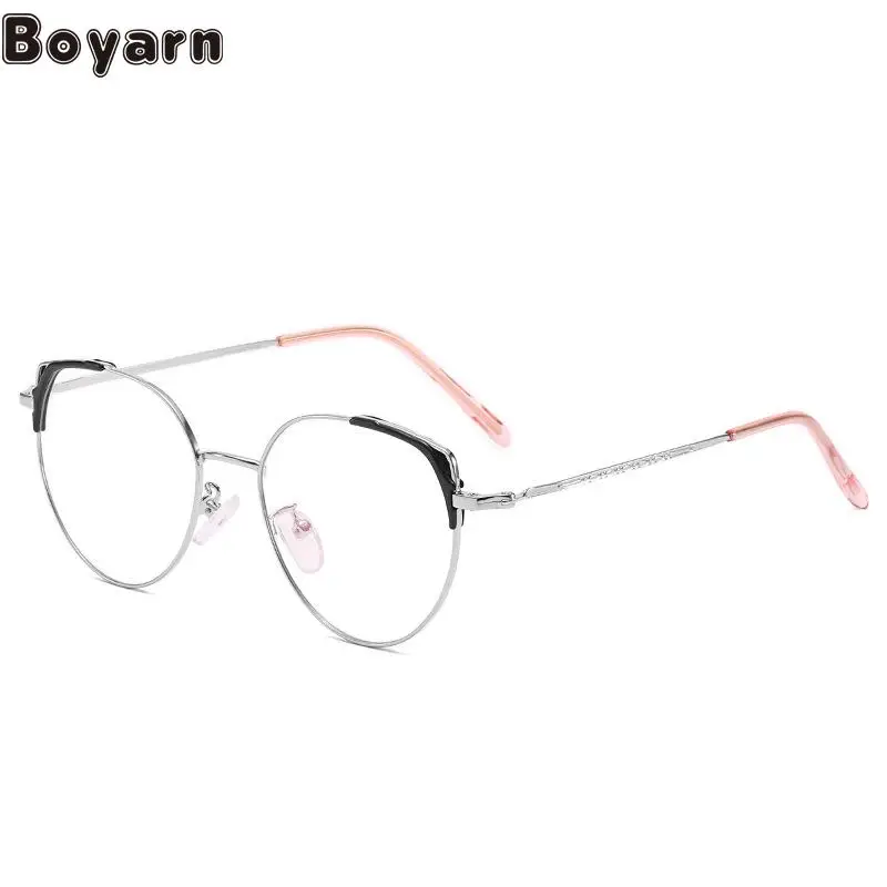 

Boyarn Myopic Glasses For Men And Women Ultra Light Net Red Round Face Polygon Glasses Frame With Degree Finished Large Face Pla