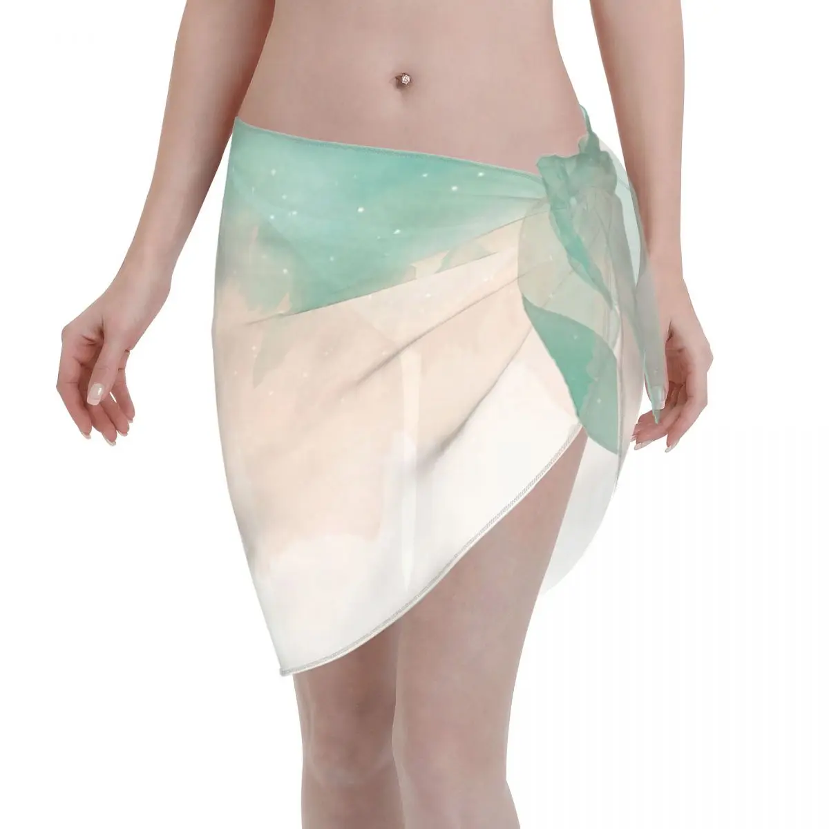 

Sexy Women Watercolor Colorful Polyester Pareo Swimwear Cover Ups Beach Bikini Wrap Beach Dress