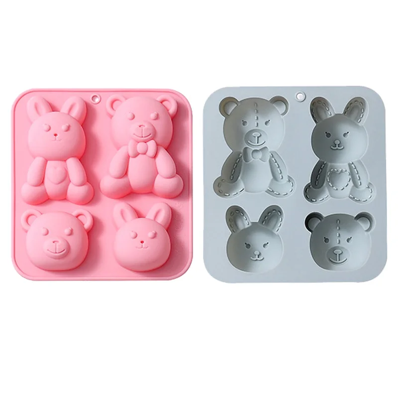 

1Pcs Solid Color Silicone Bunny Bear Biscuit Mold Bakery Non-Stick Donut Maker Handmade Dessert Molder Kitchen Baking Cake Tools
