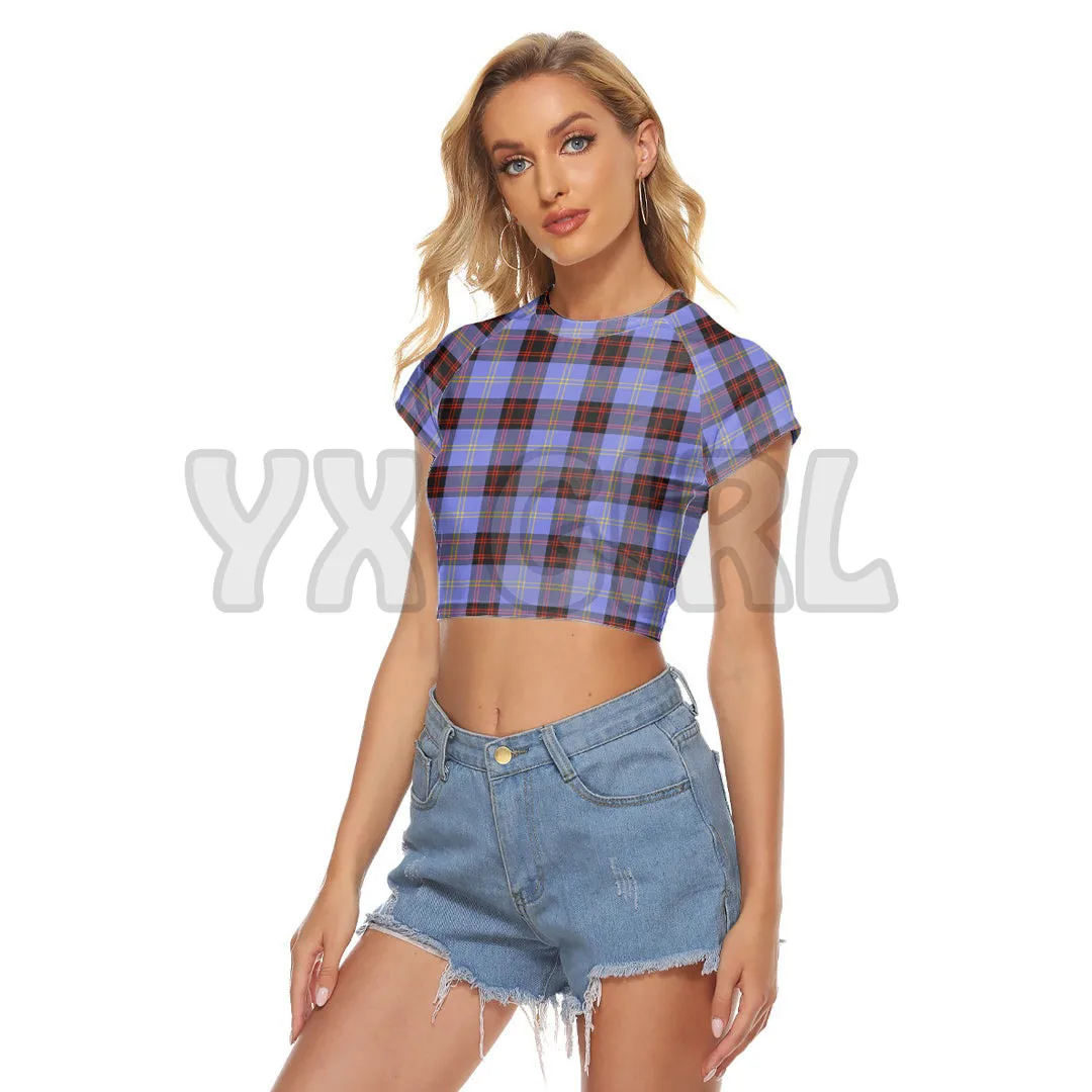 2022 Summer Lips Women's  Rutherford Tartan  Raglan Cropped  3D All Over Printed T Shirts Sexy Women For Girl Tee Tops shirts