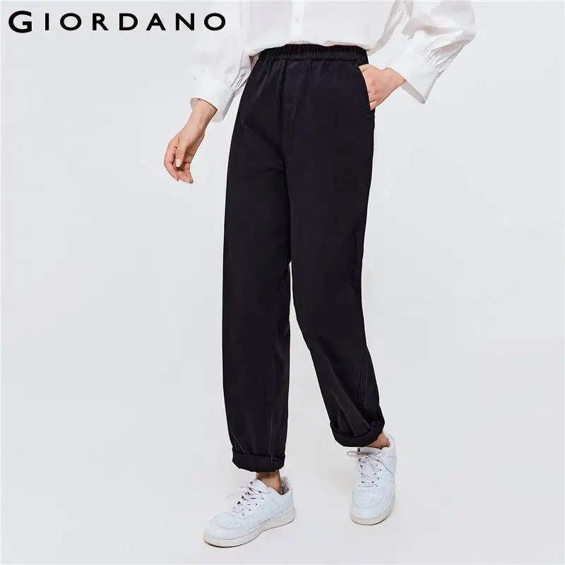 

GIORDANO Women Pants Simple Basic Plain Color Comfy Pants Multi-Pocket Elastic Waist Relaxed Stretchy Casual Pants 05412087