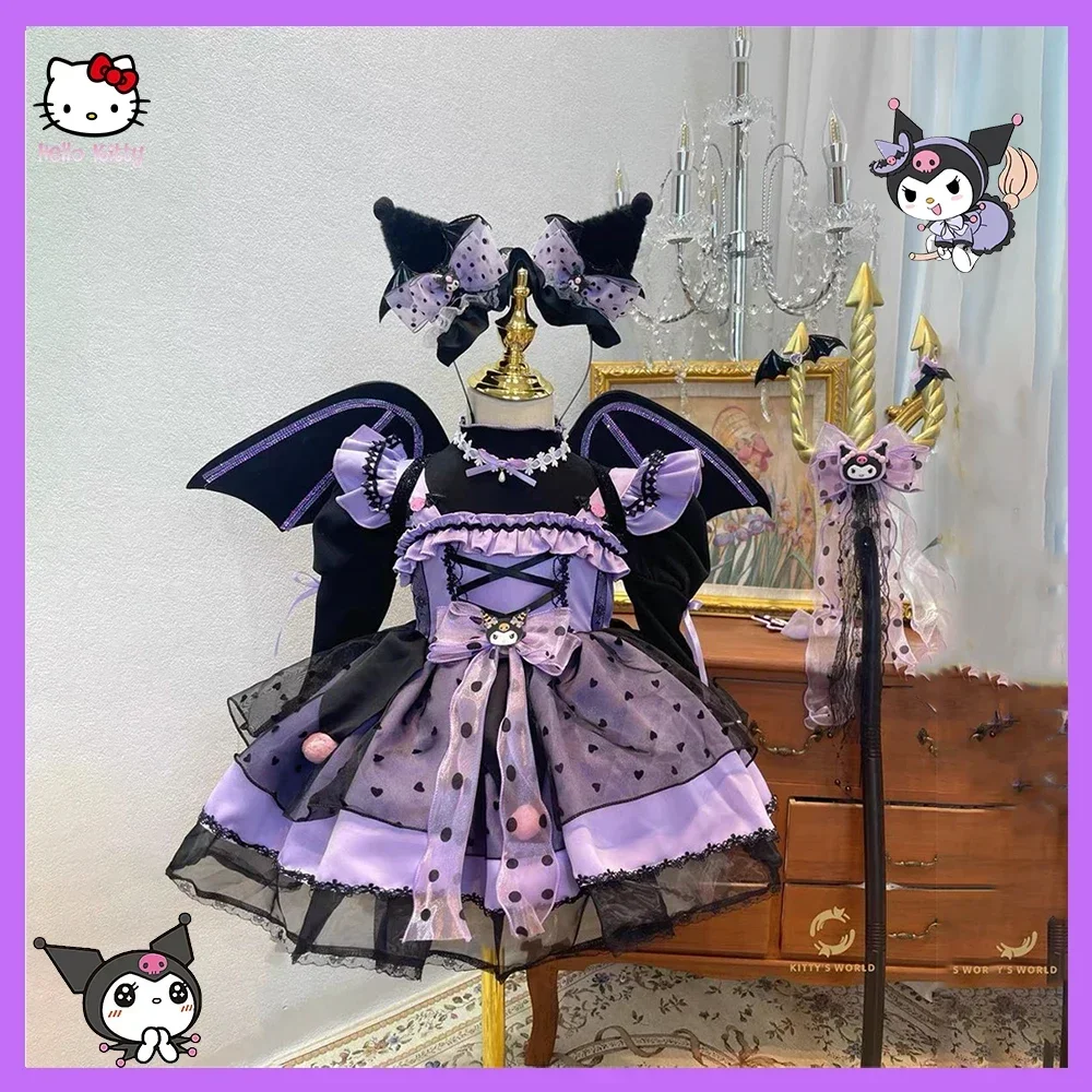 Sanrio Kuromi платье Лолиты с героями мультфильмов для девочек кавайное платье-пачка