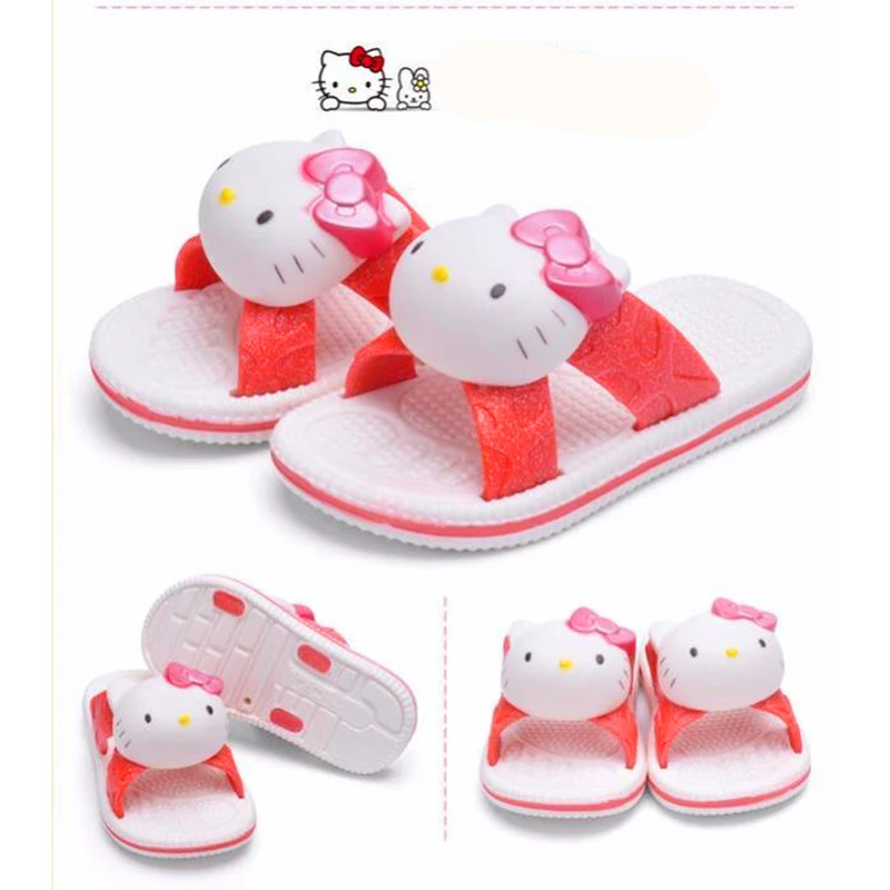 

Cute Sanrio Hello Kitty Slippers Girls Non-Slip Bathroom Slippers Summer Home Indoor Non-Slip Bedroom Bath Sandals Parent-Child