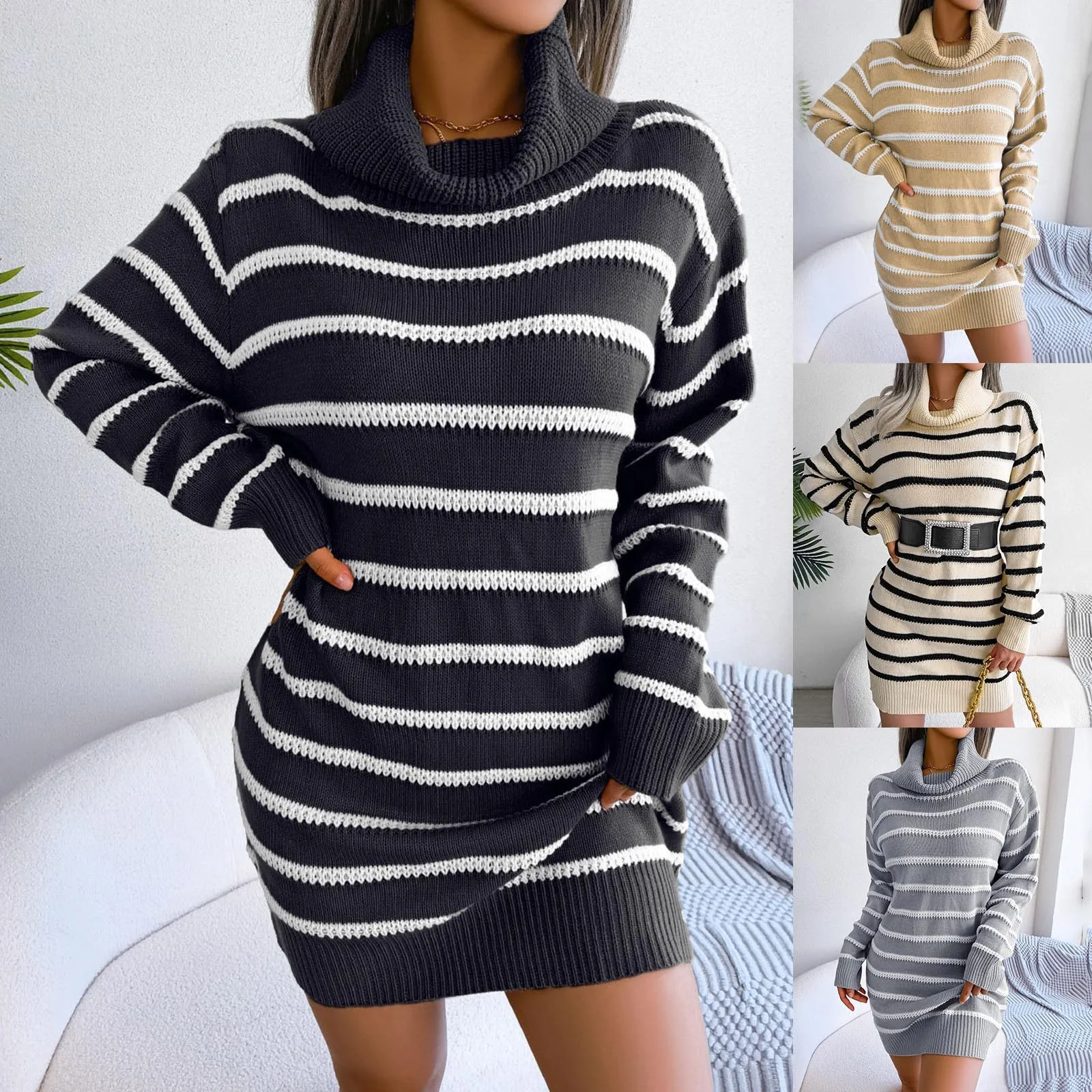 

Womens Smockneck Puff Long Sleeve Bodycon Pullover Cute Mini Sweater Dress Dressy Casual Dresses
