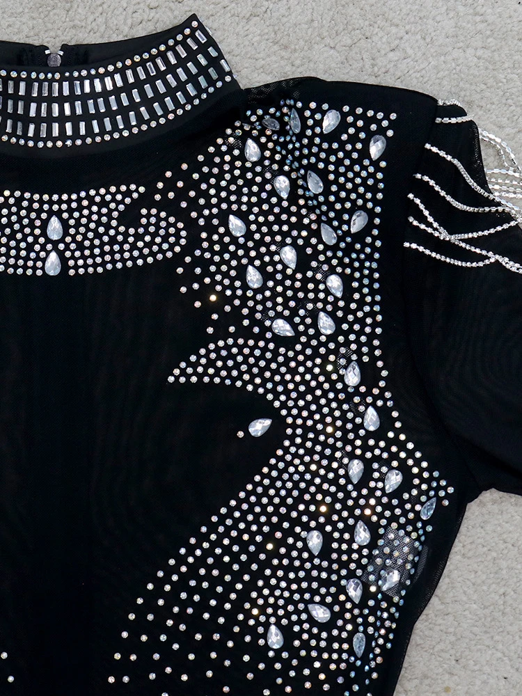 Элегантные черные комбинезоны Beyprern с украшением широкие брюки шикарные женские