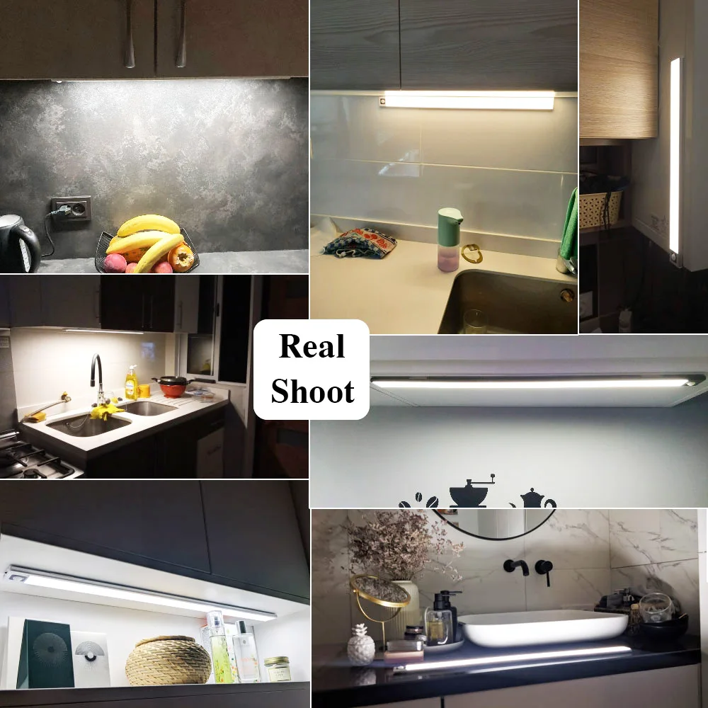 ultra thin led light cabinet lighting pir motion sensor led usb rechargeable black aluminum kitchen cabinets lights lighting led free global shipping