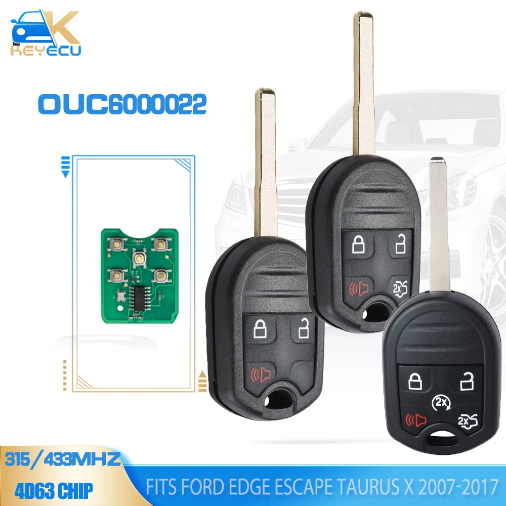 

KEYECU OUC6000022 дистанционный ключ 3/4/5B 315 МГц/433 МГц 4D63 чип Fob для Ford Edge Escape Taurus X 2007 2008 2009 2010 2011 2012-2017