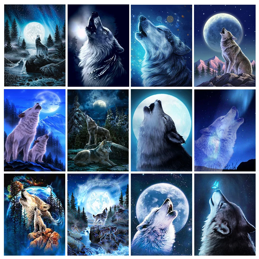 

5D DIY diamond mosaic wolf cross stitch diamond painting animal rhinestone embroidery set handmade art home decoration Gift