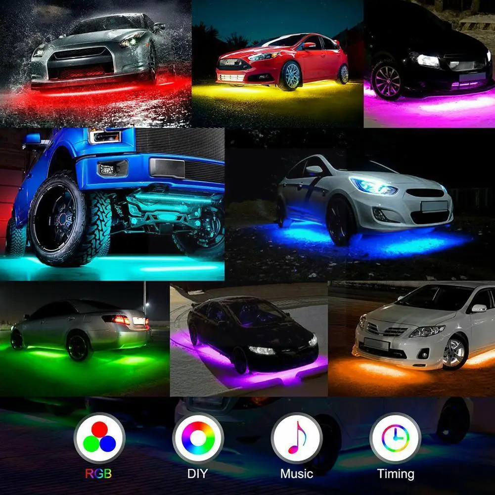 

Car Flexible Underglow Strip Light Led Underbody Remote Control Interior Remote Control Car /app Accessories Dual D2g1