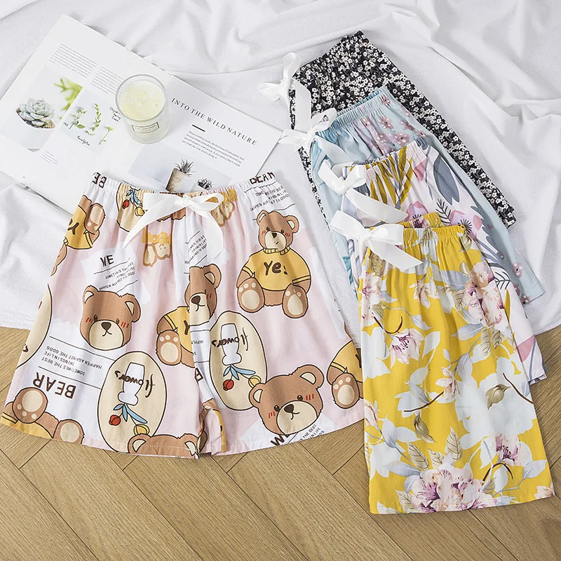 

Cotton Silk Pajamas Women's Summer Thin Shorts Rayon Wide-leg Pants Outer Wear Japanese Single Pants Large Size Home Pants