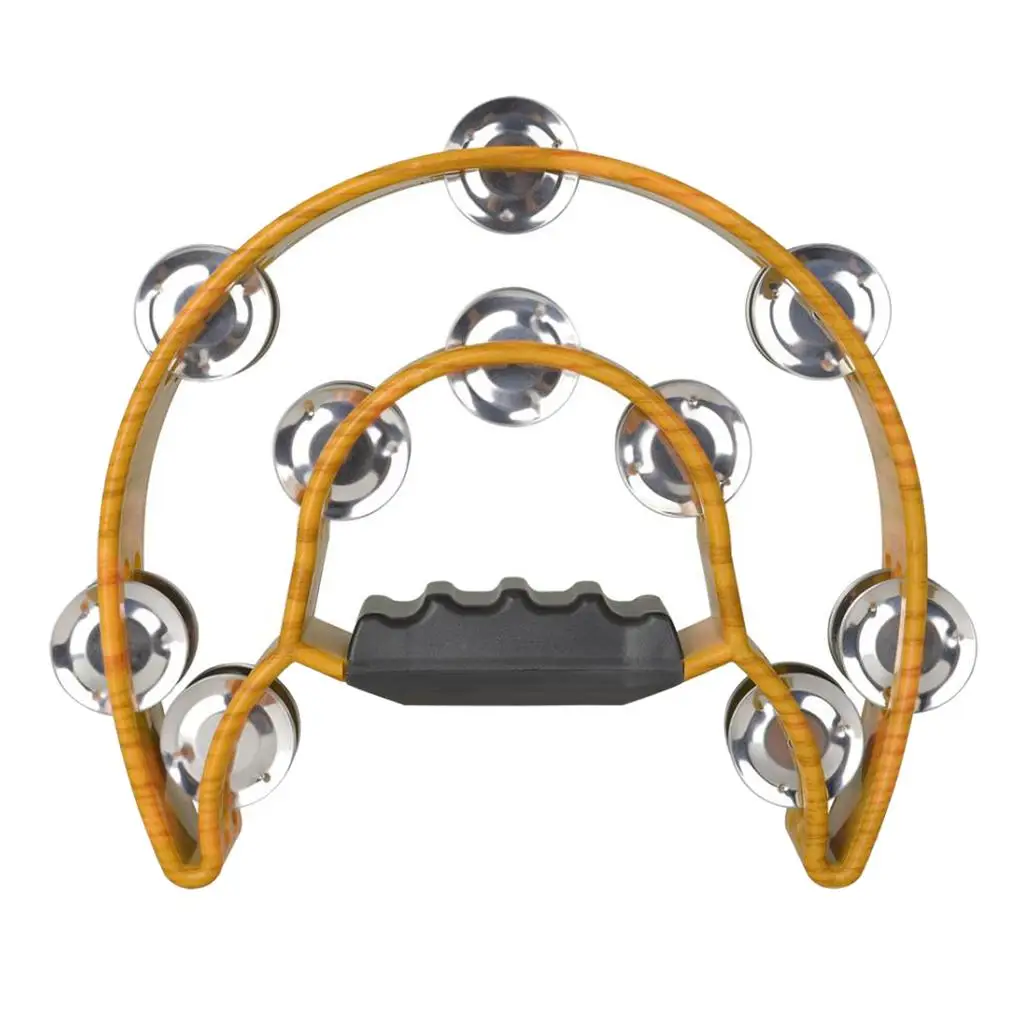 

Double Row Tambourine - Metal Hand Held Percussion Handle Grip