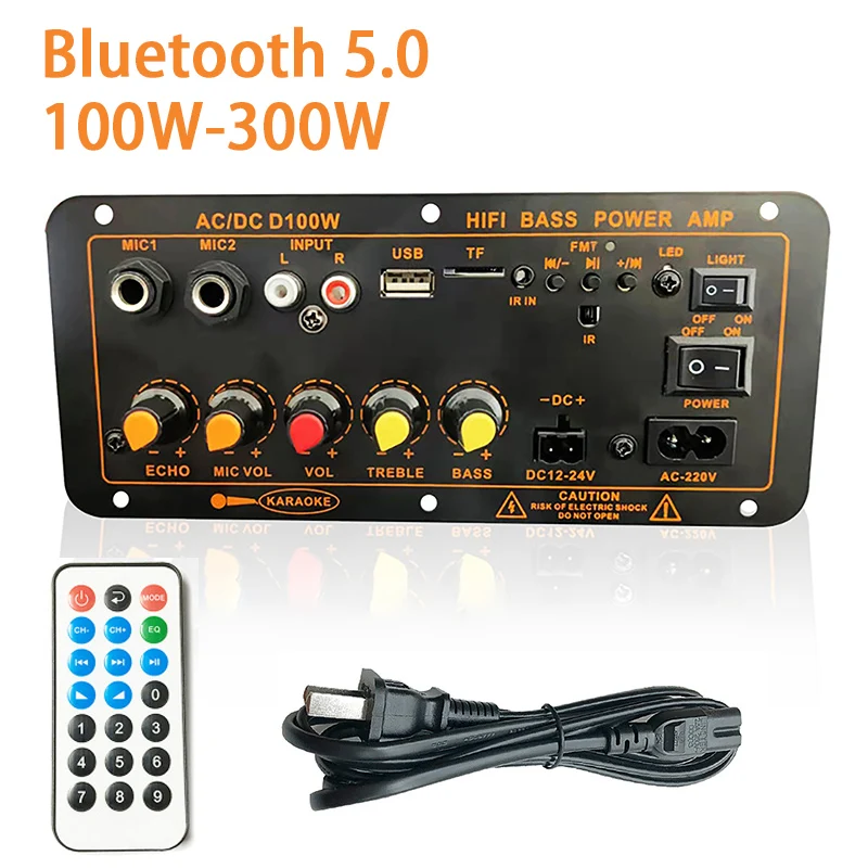 

D100 Bluetooth Amplifier Board Rated 100W Max 300W Karaoke Audio Speaker Subwoofer Bass Hifi Amplificador Board 220V EU