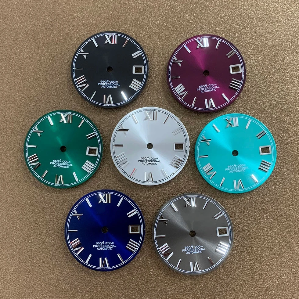 

Sun Pattern Watch Dial 28.5mm Roman Letters Modified Dial NH36 NH35 Watch Dial for NH35 NH36 Automatic Movement with S LOGO Dial