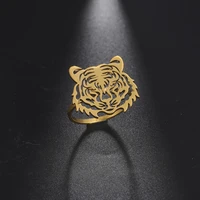 cooltime tiger animal rings for men stainless steel punk gold color ring wholesale steampunk birthday gift fashion jewelry