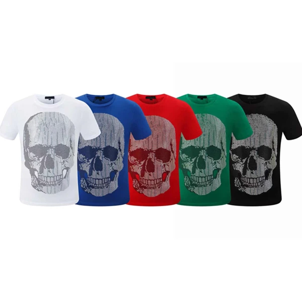 

Mens Designer Tshirts Skull With Diamond Cotton T Shirts Summer Shining Tops Tee Fashion Print Luxury O Neck Streetwear Hip Hop
