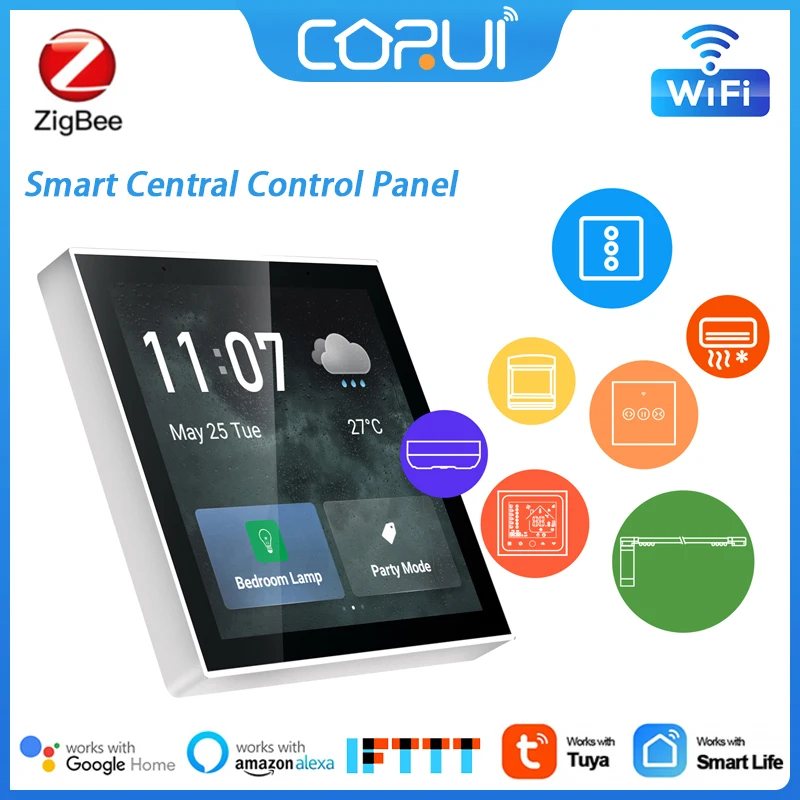 

CoRui Multi-functional Touch Screen Smart Central Control Panel 4 Inches For Intelligent Scenes Smart Home Tuya Zigbee Devices