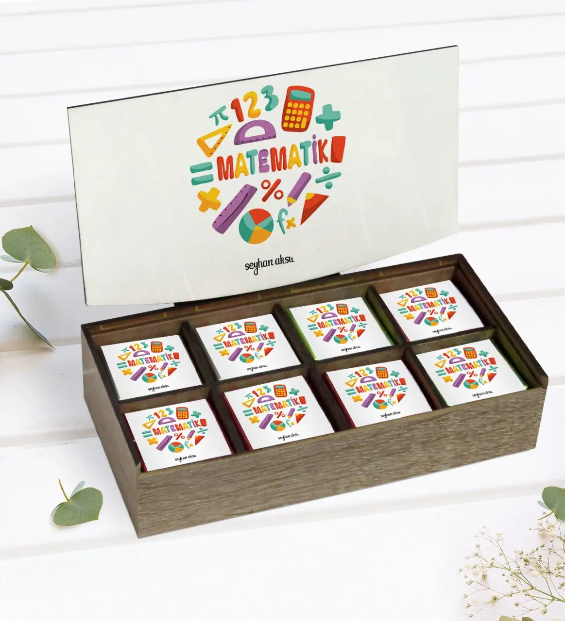 

Personalized Math Teacher Design In Wooden Box 24'lü If You Would Chocolate Gift Seti-13