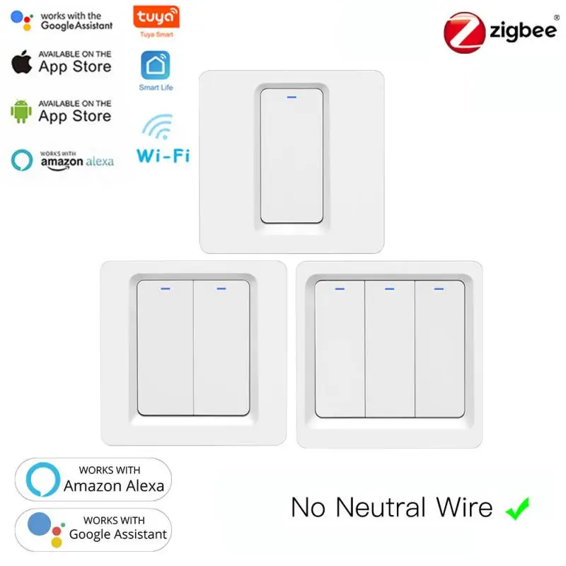 

TUYA Fire Wire Triple Button Tuya Zigbee 1 2 3 Gang Light Switch Smart Life Remote Control Support Alexa Google Home Wireless