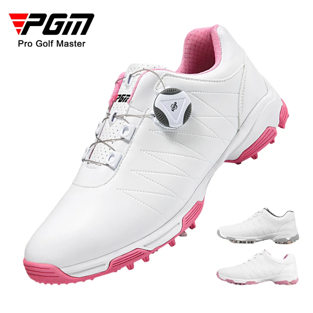 Send Socks! Microfiber Leather Girl Woman Shoes Knob laces Anti-Slip Nail Golf Sports Training Run Sneakers Lady Patent PGM
