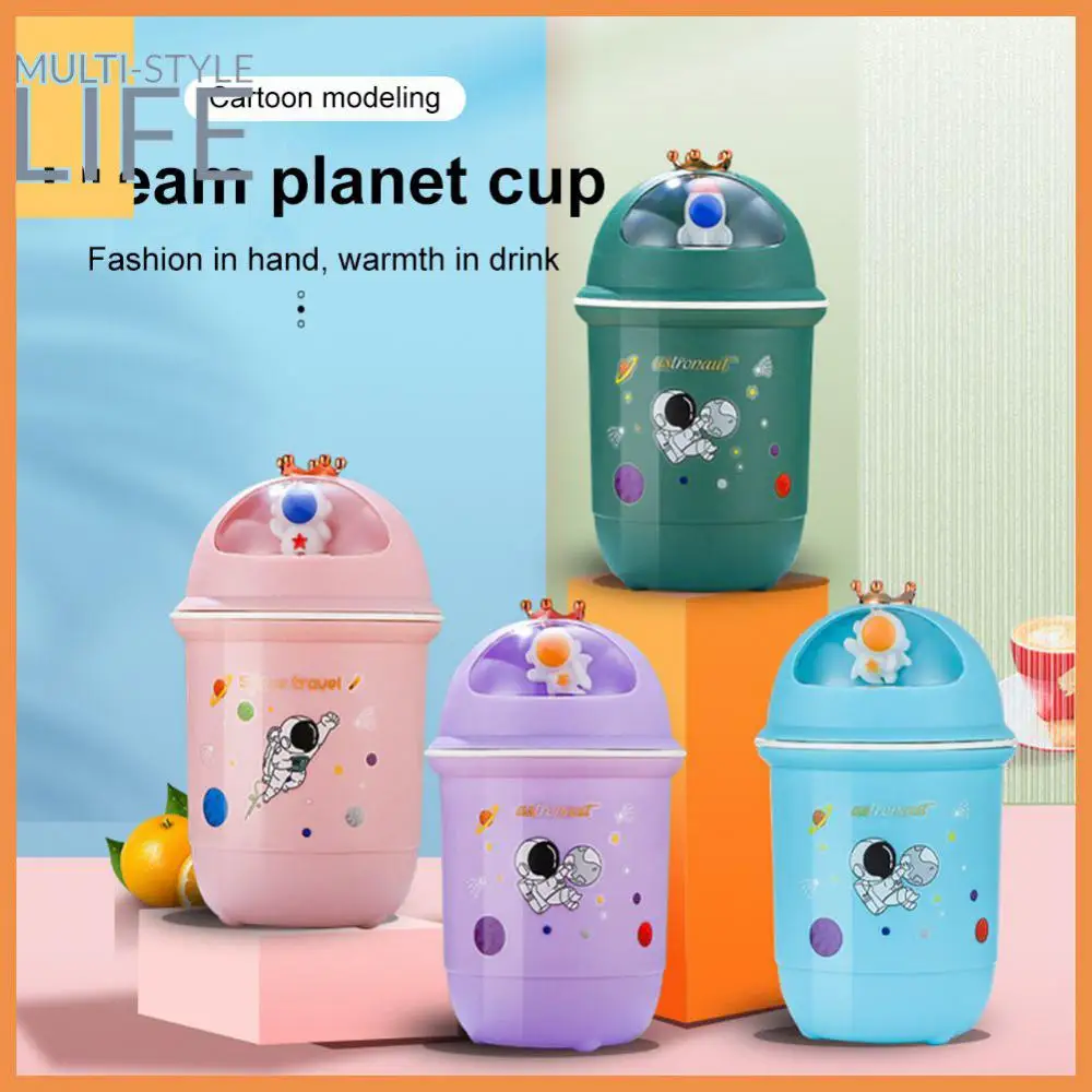 

380ml Planet Water Cup Large-capacity Cute Cartoon Cup Student Portable Creative Double-layer Insulated Astronaut Water Bottle