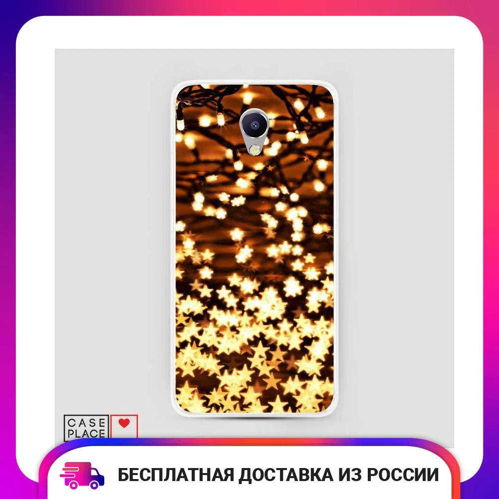 Чехол Силиконовый для Meizu M5 Note Новогодняя гирлянда защитный тонкий мягкий