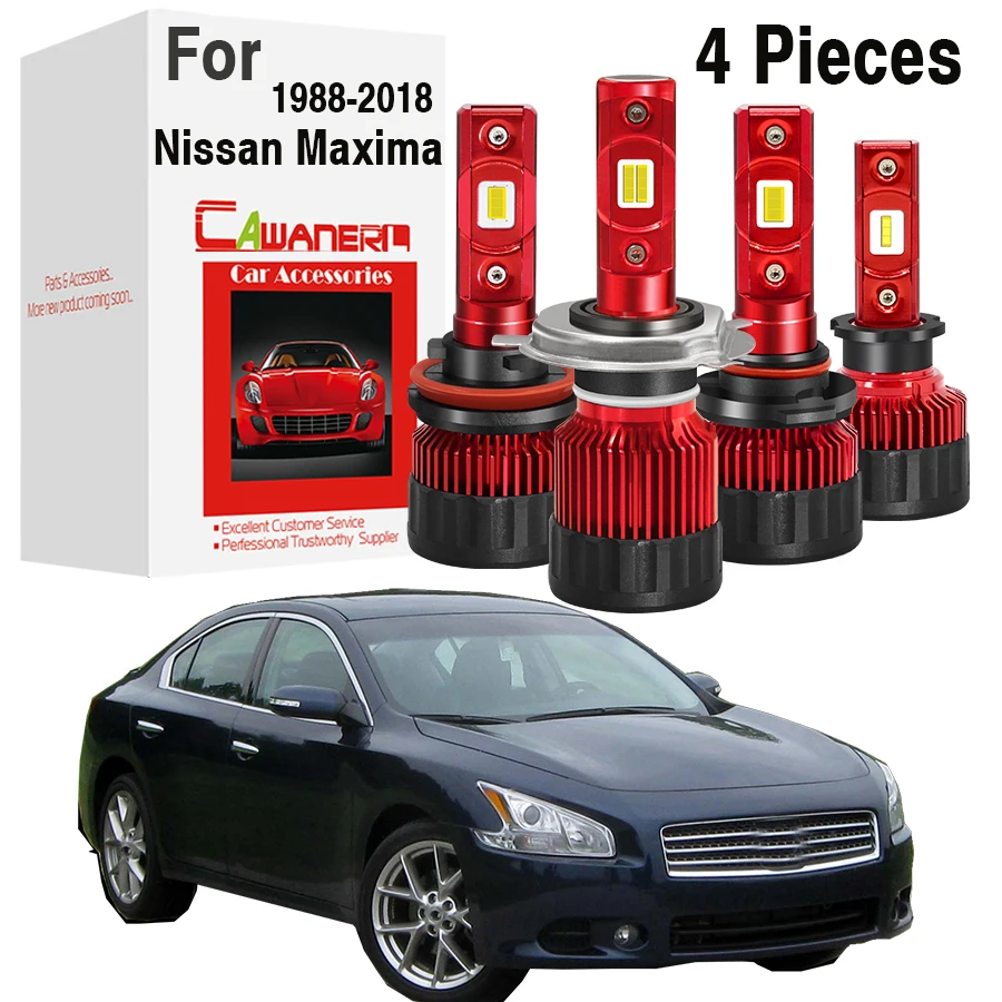 

4 Pieces 30W Headlight High Low Beam For Nissan Maxima QX 1988-2018 Car Front LED Headlamp Bulb 6000LM White 12V Accessories