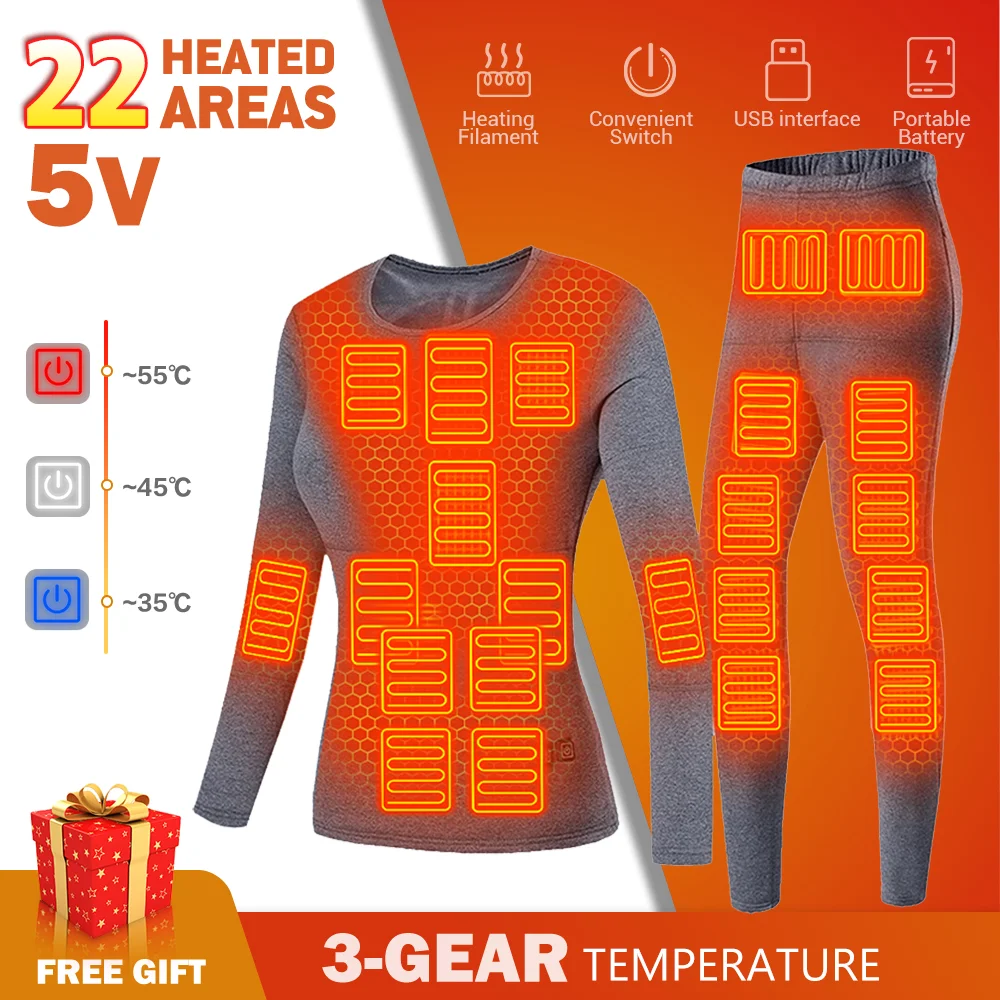 

Зимнее термобелье с подогревом, куртка с подогревом для лыж, куртка с подогревом, флисовые Теплые осенние штаны, одежда с электроподогревом ...