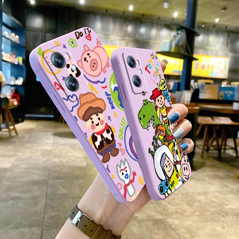 

Disney Toy Story Anime Cute Phone Case For OPPO A96 A94 A93 A77 A76 A74 A72 A57 A53S A16 A9 Find X5 X3 Lite F21 5G Liquid Rope