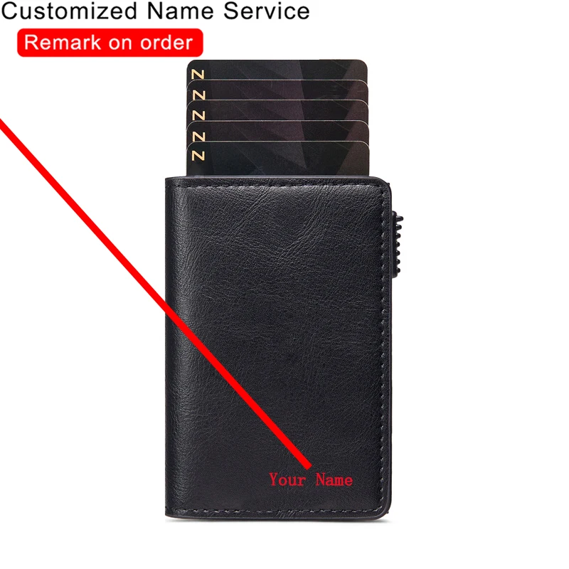 

Customize Name Antitheft ID Bank Credit Card Holder Rfid Blocking Men Wallet Leather Security Aluminum Box Purse Cardholder Case
