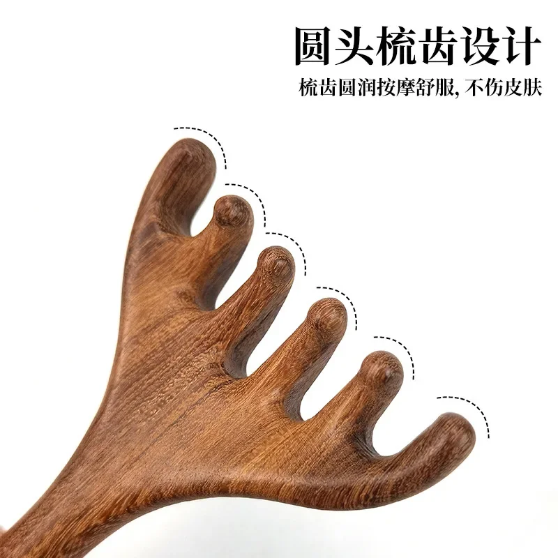 Фото Массажер для головы Antlers Head Meridian, массажная расческа для глаз, терапевтический массажный гребень для головы, массажный коготь, палка для точечного массажа мышц №3