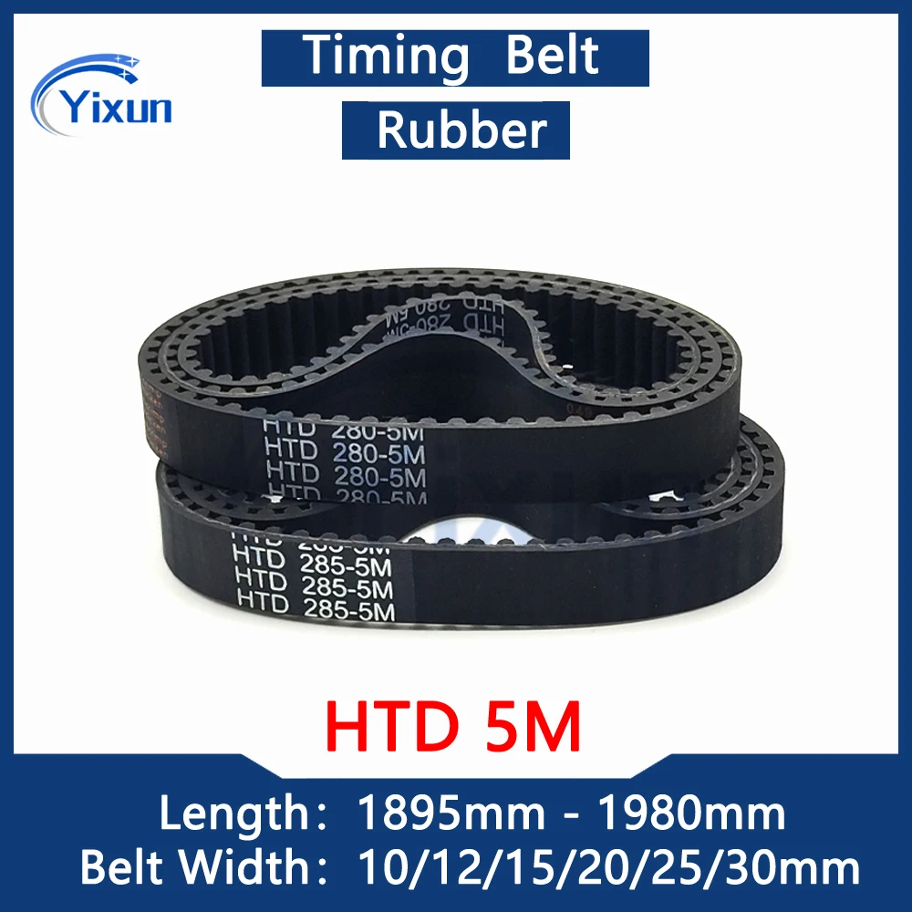 

HTD 5M Timing Belt Length 1895 1900 1910 1915 1930 1940 1945 1950 1955 1960 1965 1970 1975 1980mm Width 10-30mm Rubbe Drive Belt