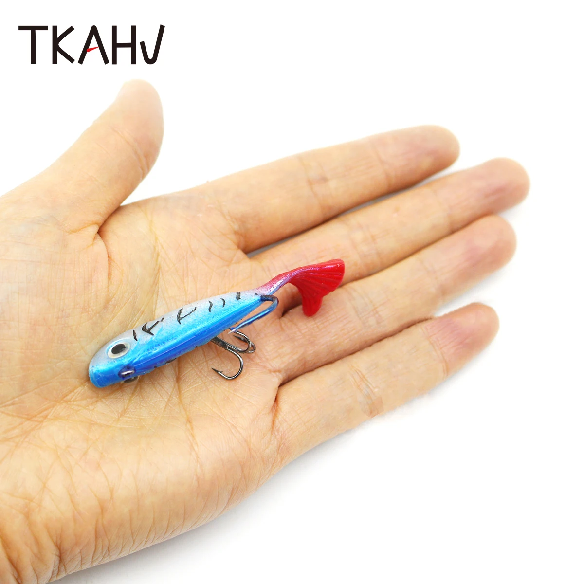 

TKAHV 5 PCS 6cm 7g Jig Head Hooks Soft Minnow Fishing Lure Silicone Artificial Swimbait Shad Bass Carp Plastic 3D Eyes Worm Bait