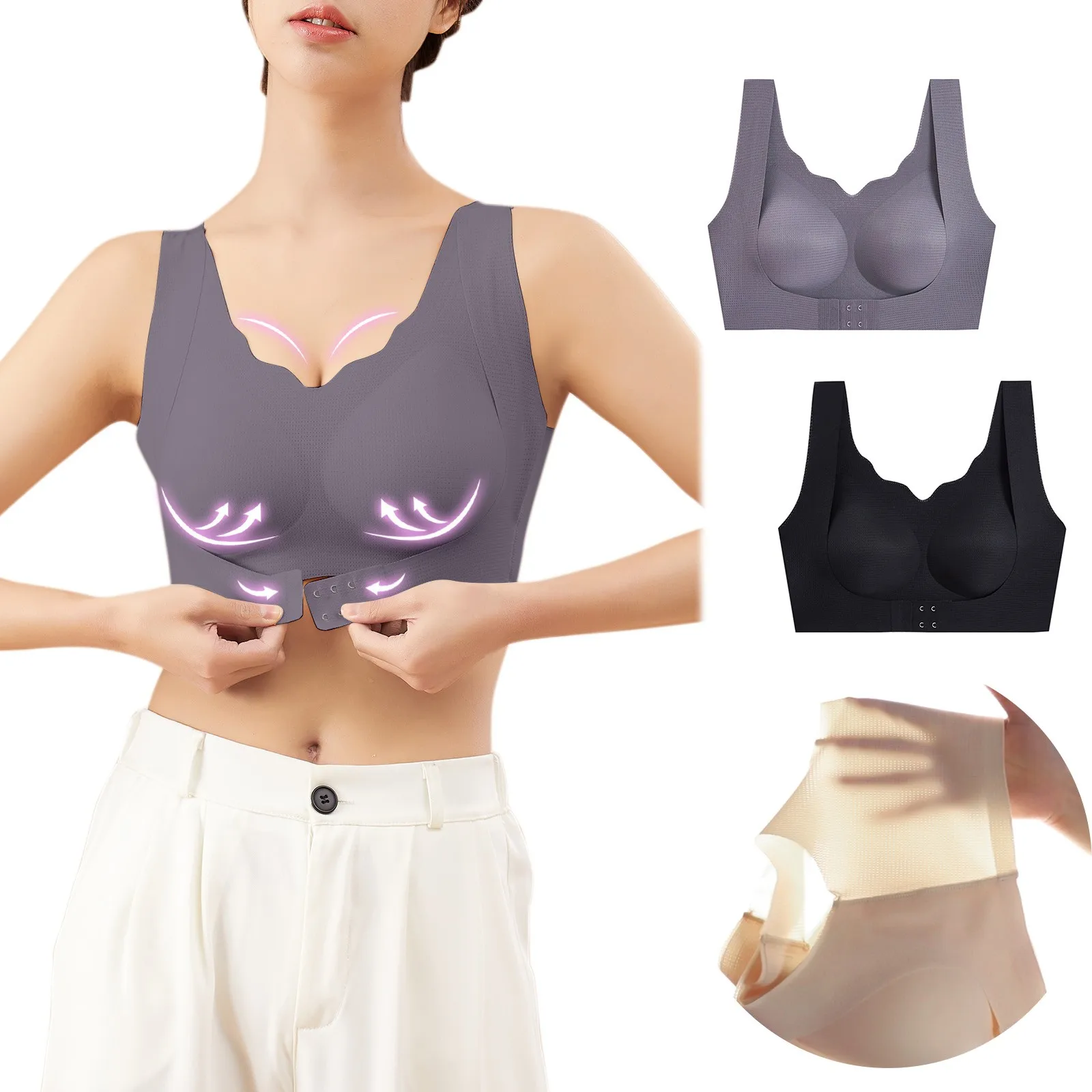 

2 шт., Женский бесшовный бюстгальтер без бретелек