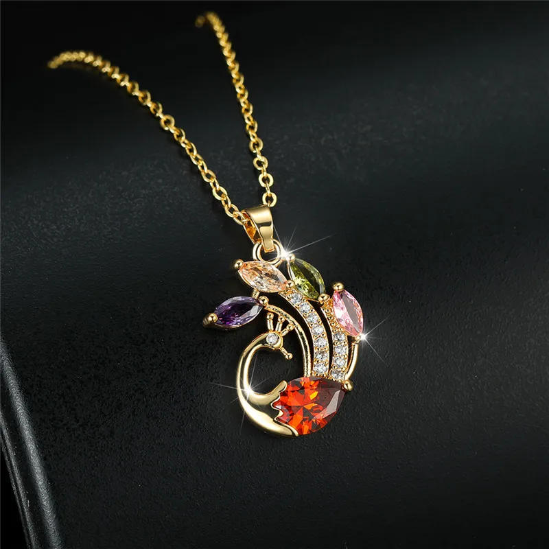 Роскошное женское ожерелье с подвеской из радужного циркония очаровательное