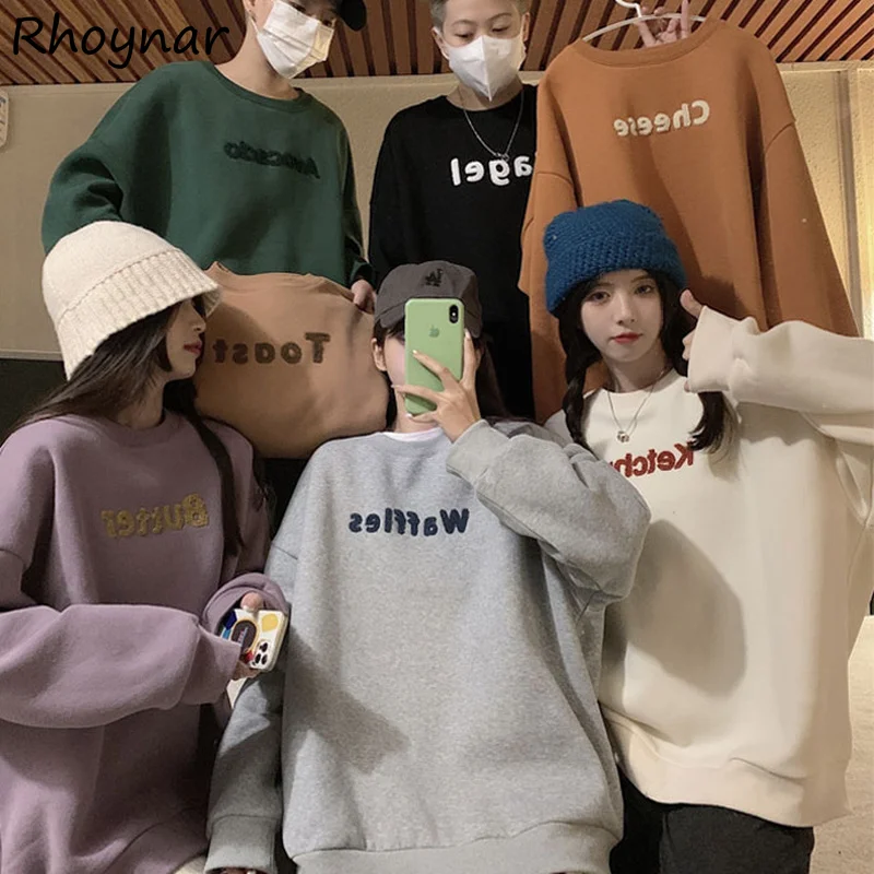 

Sweatshirts Women Vintage Spring Chic Letter Design Teens Streetwear Harajuku Simple Long Sleeve All-match Couples Elegant Ins