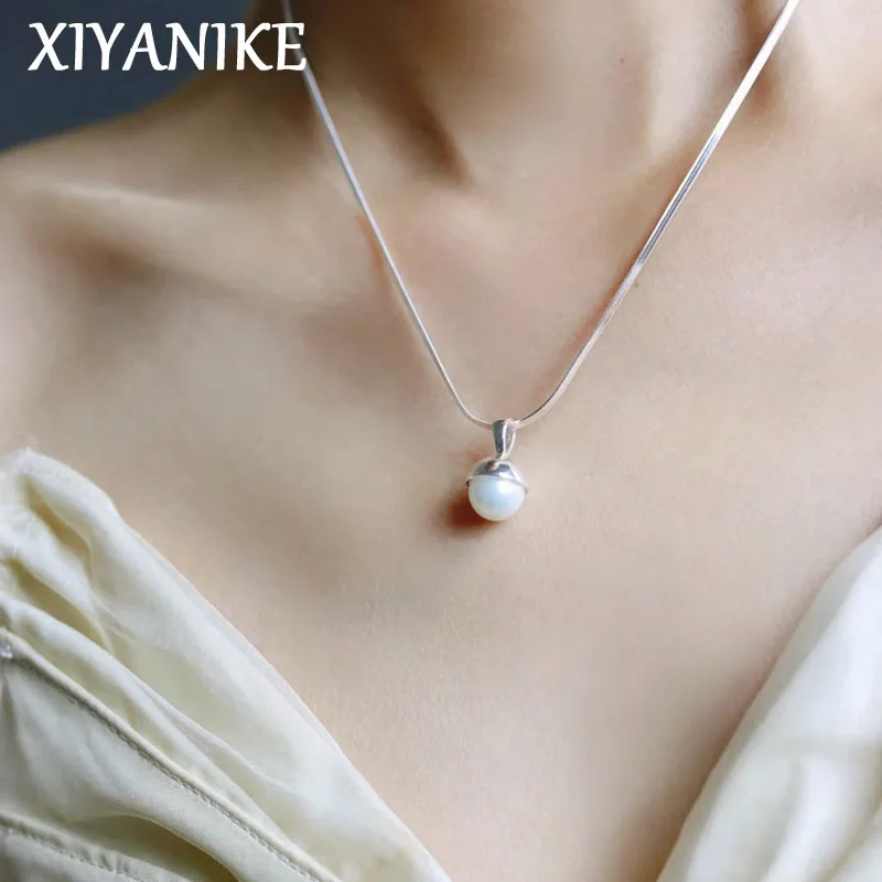 

XIYANIKE French Minimalist Teardrop Pendant Necklace For Women Girl Elegant Fashion New Jewelry Lady Gift Party collier femme