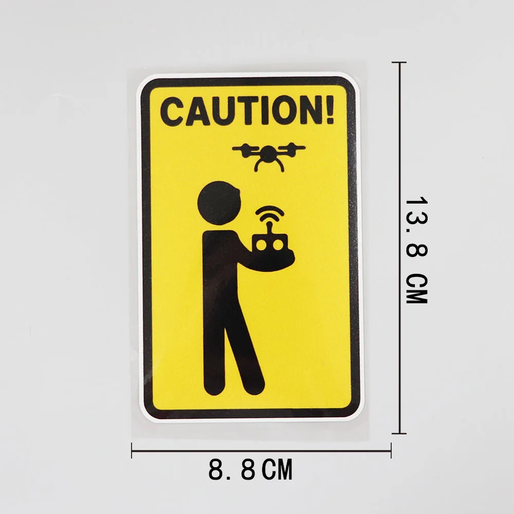 

8.8CM×13.8CM Decal Caution Figure The Control Drone PVC Decal Waterproof Prevent Bask In Car Stickers