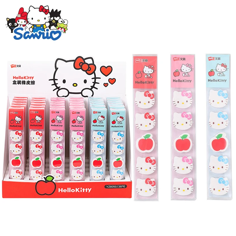 

36card Sanrio Hello Kitty Mini Rubber Eraser Kawaii Cartoon Erasers Kids School Office Supplies Gift Stationery Prizes Wholesale