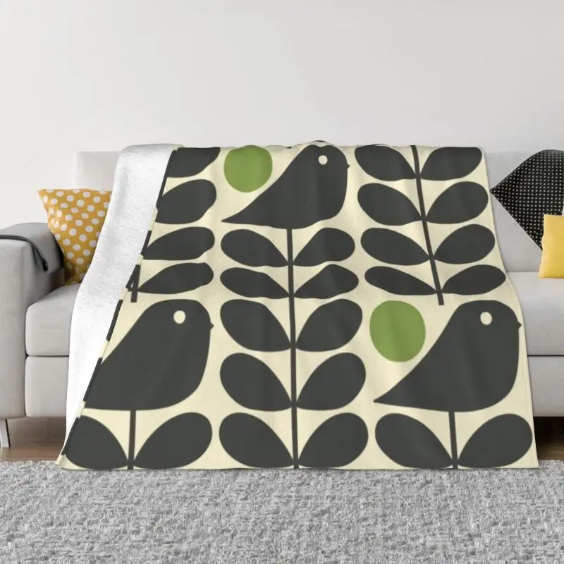 

Orla Kiely Dark Color Blanket Flannel Fleece Warm Scandinavian Flower Scandi Retro Throw Blankets for Office Bedroom Couch Quilt