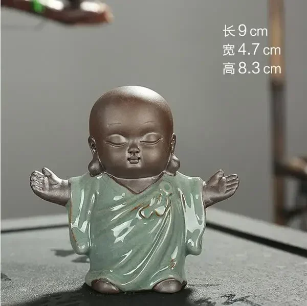 

F Креативный бутик, улыбающийся Будда, чай, домашнее животное, керамические украшения «Безумный монах», фигурки кунг-фу и мини-домашнее украшение для офиса