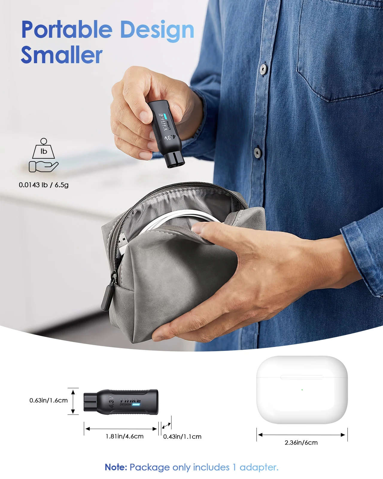 Фото Адаптер-конвертер для зарядки электробритв Philips OneBlade QP2510/QP2515/QP2520/2620, 4.3V, Type-C, улучшенная версия, блок питания для электробритвы №5