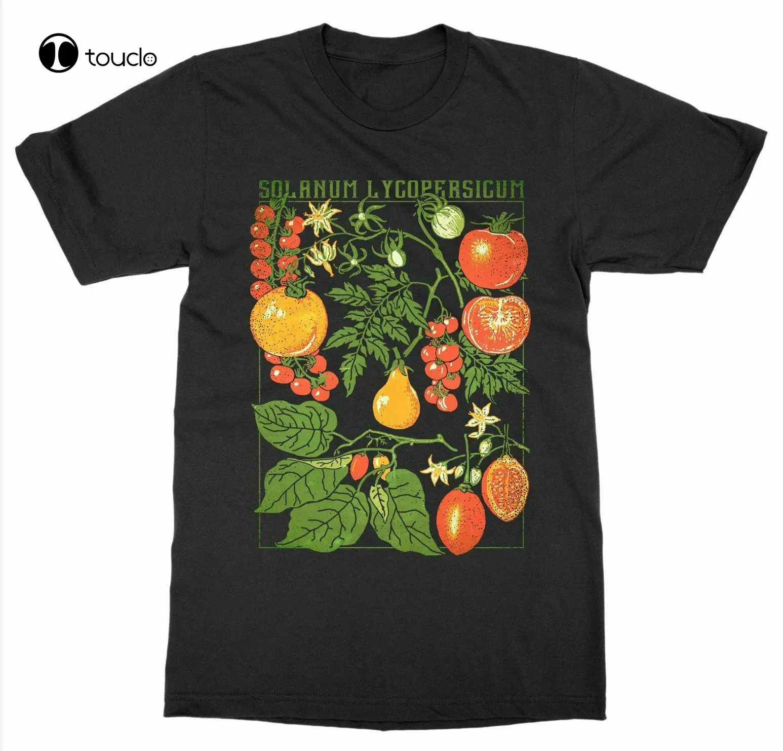 

Tomato Printed Cotton Short Sleeve O-Neck T-Shirt Botanical Garden Plant Print Art Botany Bloom Fruit Flower Grow Tee Shirt