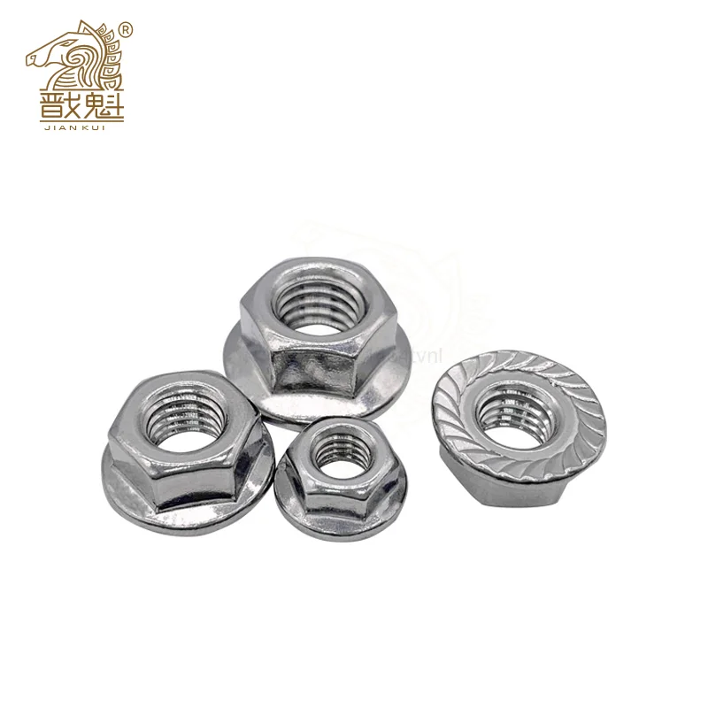 2/25X M3 M4 M5 M6 M8 M10 M12 High Quality Stainless Steel Hexagon Hex Head Serrated Spinlock Flange Nut Locknut Lock Nut DIN6923