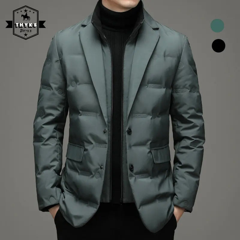 Winter Down Blazer Jacket for Men Business Overcoat 90% Gray Duck Purffer Jackets Windbreaker Casual Light Weight Padded Parkas