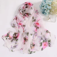 2022 spring and autumn womens sun protection scarf gradient flower georgette bandana elegant shawl hijab silky elegant summer