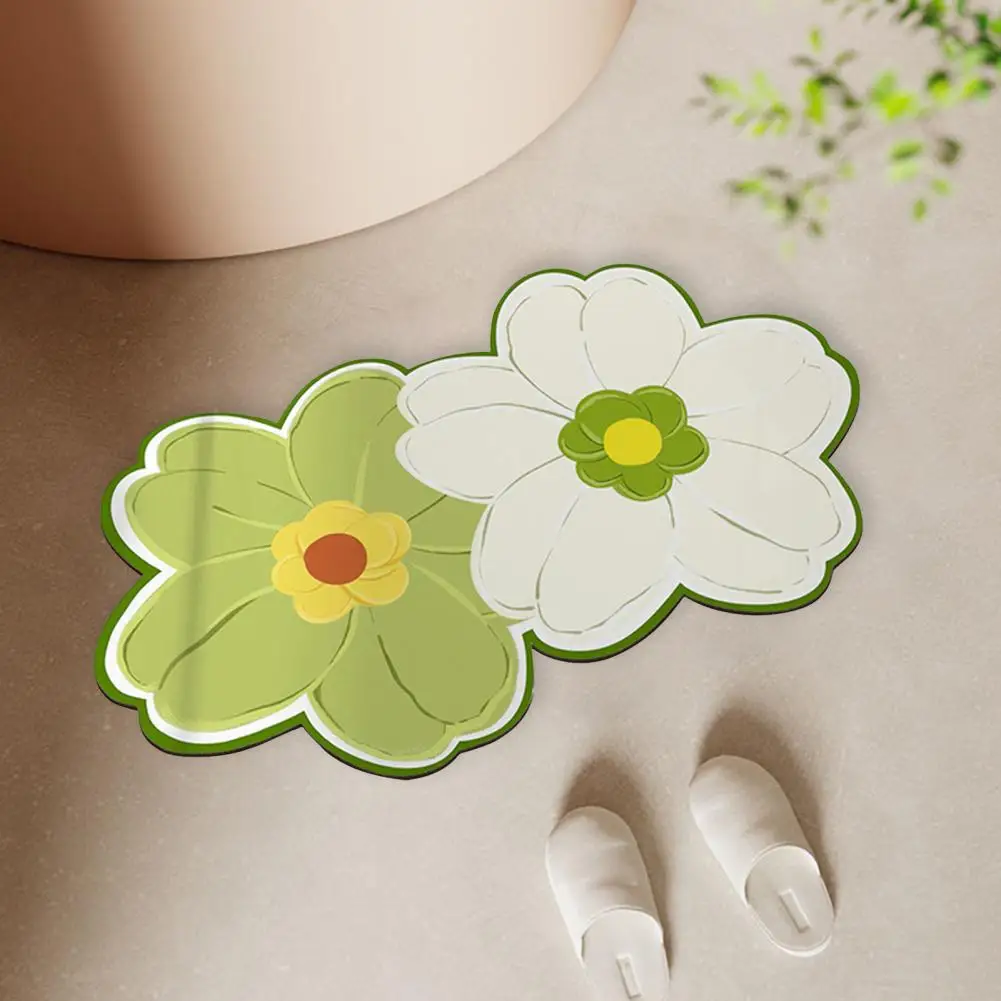 

Bathroom Floor Mat Soft Absorbent Flower Shape Bath Mat Modern Anti-slip Rug for Shower Entry Door Bathroom Supplies Machine