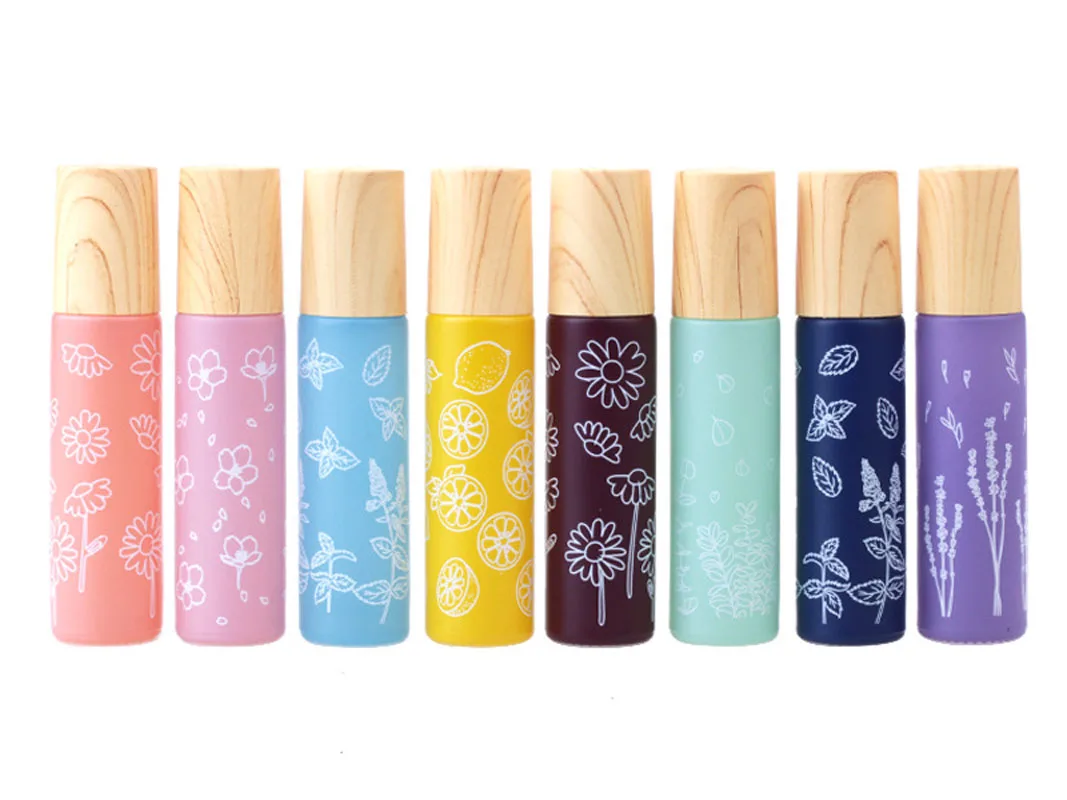 8x10 мл рулон стеклянного эфирного масла в форме цветов Макарон на бутылках