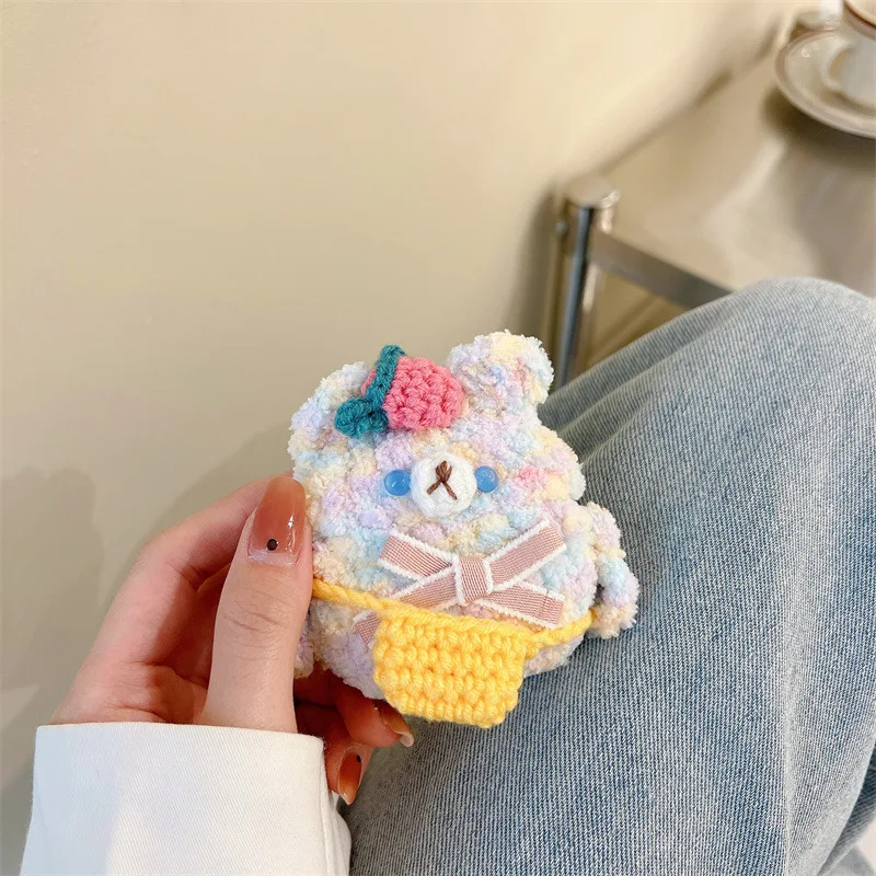 Мультяшная плюшевая вязаная мягкая шумоподавляющая 3ProBluetooth-гарнитура защитная